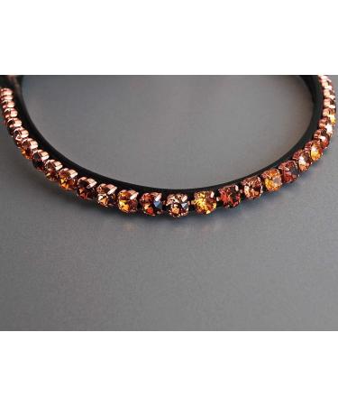 Happiness Horses Brown 'Wood' Head Straps with Glitter Stones | Curved Hand-Sewn Shetty Leather - Premium Quality Horse Accessories - Buy Online on GoSupps.com