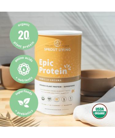 Sprout Living Epic Protein Organic Plant Protein + Superfoods - Vanilla Lucuma 2 lb (910g) - Vegan, Non-GMO - Buy Online on GoSupps.com