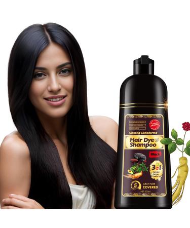 Black Hair Dye Shampoo Instant Hair Color Shampoo for Men and Women 100% Gray Hair Coverage 3 in 1 Hair Dye Shampoo Safe and Natural Herbal Colors Hair in Minutes Long Lasting 500ML-17.6Fl Oz