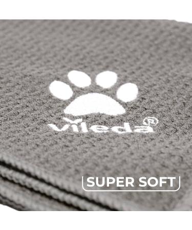Vileda PET Microfiber Towel XL for Large Dogs - 65x100 cm Soft Waffle Structure Ideal for Cleaning & Drying Pets - Gray - Buy Online on GoSupps.com