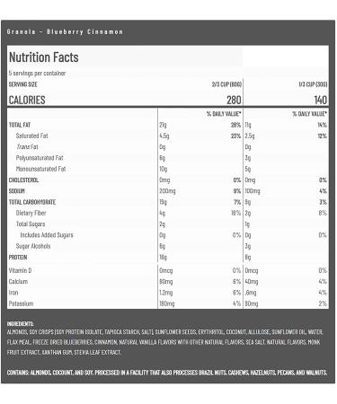 Buy Sola Low Carb Blueberry Cinnamon Granola - Keto Friendly, Low Sugar, Gluten Free, 11 oz - Buy Online on GoSupps.com