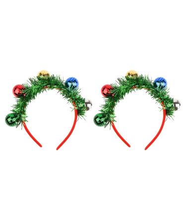 MFUOE 2 Pieces Christmas Hair Hoop Colorful Spotlight Ball Headband Xmas Tassel Hair Accessories for Christmas Party Cosplay Headdress Accessories