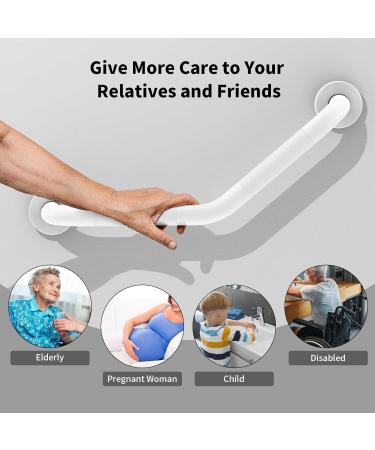 16 Inch Angled Grab Bar 4 Pack ZUEXT White Bathroom Grab Bar Handle w/Anti-Slip Knurled Grip Stainless Steel Bath Balance Bar 1.25" Diameter Safety Hand Rail Support Handicap Injury Elderly Senior - Buy Online on GoSupps.com