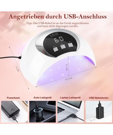 Buy LKE 54W UV Nail Lamp - Portable LED Nail Dryer with LCD Display 3 Timers & USB Charging for Gel Nails - Buy Online on GoSupps.com