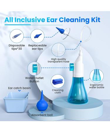Ear Wax Removal Kit | Manual Ear Irrigation System for Adults & Kids | Includes Basin, Towel, and 31 Disposable Tips - Buy Online on GoSupps.com