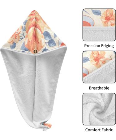 Orange Flower Cups Hair Towel 2 Pack - Super Absorbent Quick Dry Turbans for Women & Girls - Buy Online on GoSupps.com