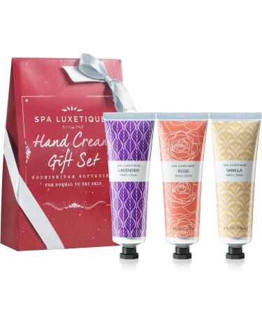 Spa Luxetique Hand Cream Gift Set - 12oz Rose, Lavender, Vanilla Scented Hand Lotion - 4oz x 3pcs - For Rough & Dry Hands - Women's Gift Sets - Birthday Gifts - Lavender, Rose, Vanilla - Buy Online on GoSupps.com