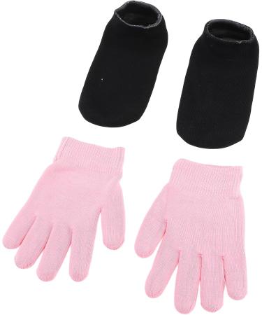 Moisturising Gel Spa Socks and Gloves Set Essential Oil for Dry Cracked Hands Feet with Pink Gloves and Black Socks Soft Cotton Material for Smooth Skin - Buy Online on GoSupps.com