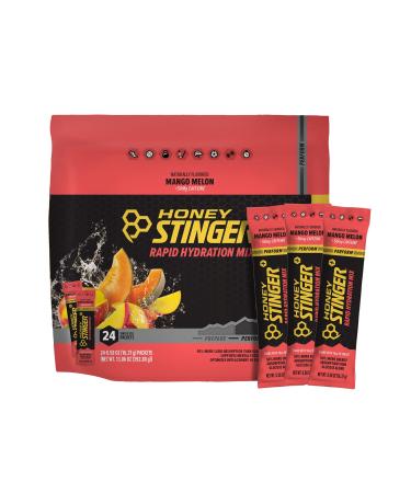 Honey Stinger Perform Rapid Hydration Powder | Mango Melon Electrolyte Multiplier for Exercise, Endurance and Performance | Sports Nutrition for Home & Gym, Pre and Post Workout | 24 Packets Mango Melon (Perform) 24 Count (Pack of 1)