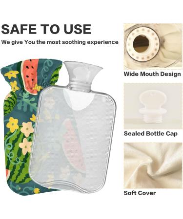 Watermelon Hot Water Bottle with Cover - 1L BPA Free for Pain Relief Headache Neck & Shoulders - Buy Online on GoSupps.com