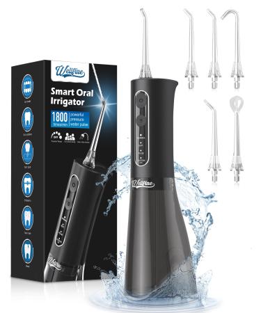 WELLFINE Water Dental Flosser Teeth Pick - 4 Modes Cordless Oral Irrigator 300ML Portable Rechargeable IPX7 Waterproof Powerful Battery Life Water Dental Piks for Cleaning for Home Travel 01_black