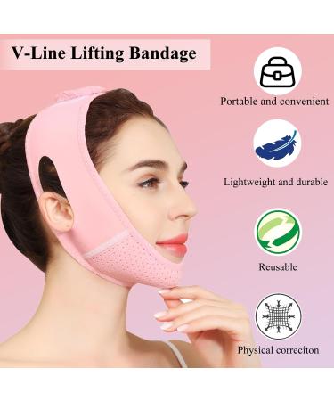 3 in 1 Reusable Double Chin Eliminator | V Line Lifting Chin Strap & Mask for Women - Pink - Buy Online on GoSupps.com
