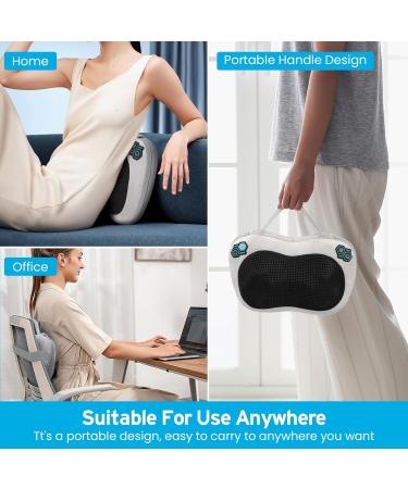 Shiatsu Massage Pillow with Heat | Deep-Kneading Neck Shoulder & Back Relief | 3 Speed Electrical Device - Light Gray - Buy Online on GoSupps.com