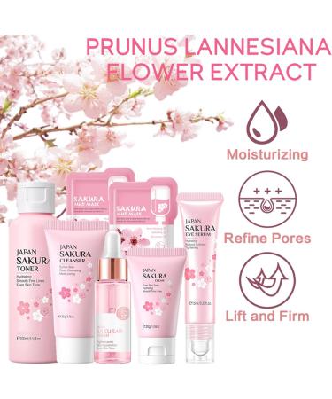 Teenage Girls Skincare Gift Set - Sakura Skin Care Kit with Face Serum, Eye Cream, Mud Mask - Gifts for Her - Buy Online on GoSupps.com
