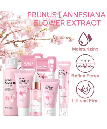 Shop Sakura Women's Beauty Gift Set - Korean Skin Care Kit with Cleanser Serum Toner & More | Cherry Blossom Moisturizing Routine - Buy Online on GoSupps.com