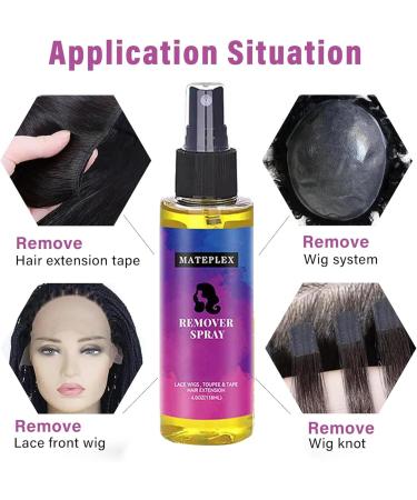 Tape Hair Extension Remover - Lace Glue Remover Wig Glue Remover Solvent for Front Lace Wig Tape in Extension Remover Spray for Hair Replacement Lace Front Wig Poly Hairpieces - Buy Online on GoSupps.com
