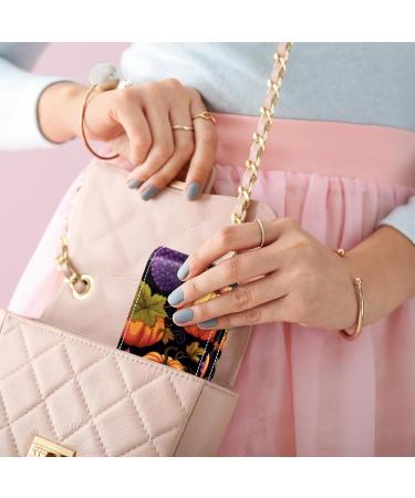 Travel Lipstick Organizer Case - Portable Makeup Bag with Mirror | Autumn Leaves & Pumpkin Design - Buy Online on GoSupps.com