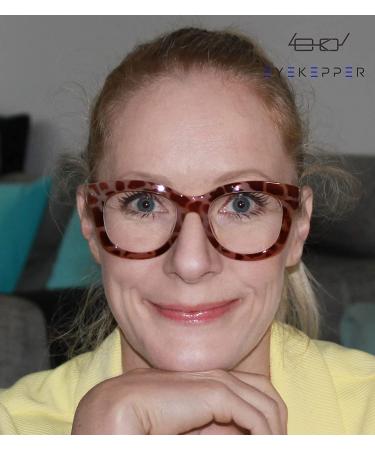Eyekepper Oversized Retro Eyeglasses for Women - Grey/Tortoise Frame, 0.0 x Magnification - Buy Online on GoSupps.com