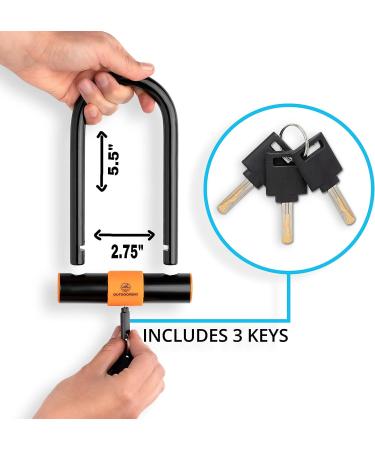 Heavy Duty Bike U Lock with Cable - Anti Theft Bicycle Lock Holder - Buy Online on GoSupps.com