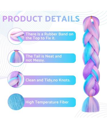 Xumann Hair Extensions for Braiding Mermaid Fake Braids Hair Plait Coloured Synthetic Wig 1pc 4 Tone - Buy Online on GoSupps.com