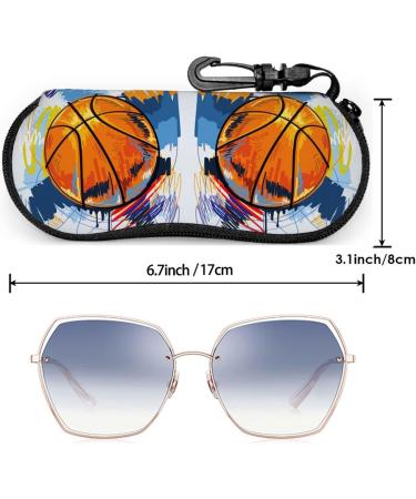 Stylish Portable Glasses Case | Yellow Flowers & Orange Fruits Design | Colorful Basketball Sketch - Perfect for Travel - Buy Online on GoSupps.com