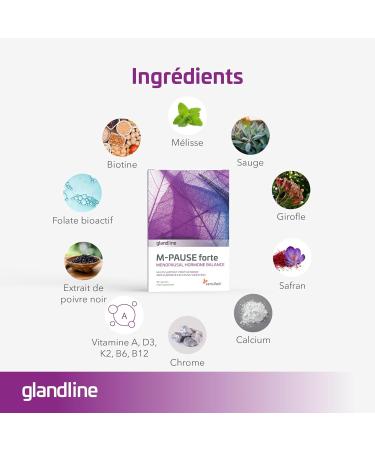 Menopause Glandline M-Pause Forte Sage B-Vitamin Biotin Saffron Calcium Chromium Clove Black Pepper - 60 Capsules for 60 Days Sensilab - Buy Online on GoSupps.com