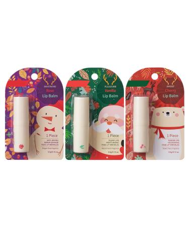 Jan Jean Christmas Lip Balm Set for Women & Men - 3 Pack Scented Balms Moisturizing Holiday Gift for Dry Lips Festival Multicolor One Size One Size Multicolor