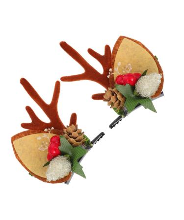 minkissy 3 Pairs Christmas Hair Clips Christmas Headdress Xmas Hair Clip Christmas Bag Filler Deer Hair Barrettes Reindeer Hair Clips Antlers Hair Clip Sock Child Felt Winter
