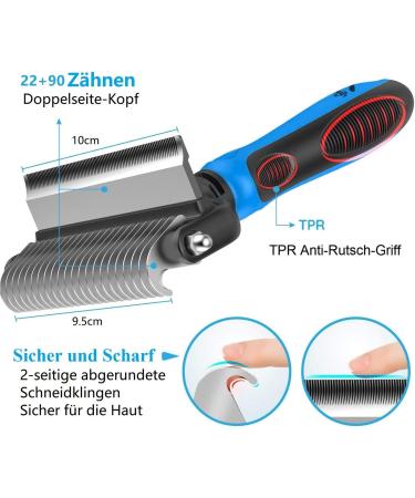 Fttouuy 2-in-1 Pet Deshedding and Dematting Tool - Azure Short Hair | Dual Sided Pet Grooming Brush for Mats & Tangles Removal - Buy Online on GoSupps.com