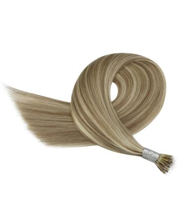 Youngsee 35cm Nanoring Hair Extensions - Real Light Brown & Platinum Blonde Highlights | 50g 1g/s Nano Ring Extensions - Buy Online on GoSupps.com