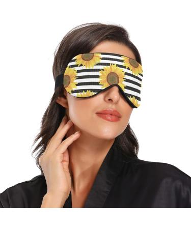 Sunflower Black Stripe Sleep Mask | Blindfold Blackout Cooling Eye Mask with Elastic Strip | for Men & Women | 1 Count - Buy Online on GoSupps.com