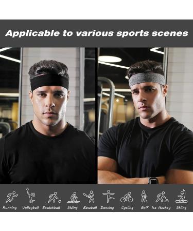 VSIOPY 4-Piece Non-Slip Sports Headbands for Men | Moisture-Wicking Hair Bands for Jogging Yoga Cycling & Fitness | 2 Black & 2 Gray - Buy Online on GoSupps.com