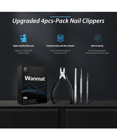 Wanmat Toe Nail Clipper Set - Professional Podiatrist Toenail Nippers for Thick Nails, Surgical Stainless Steel, Soft Grip Handle (4PCS) - Buy Online on GoSupps.com