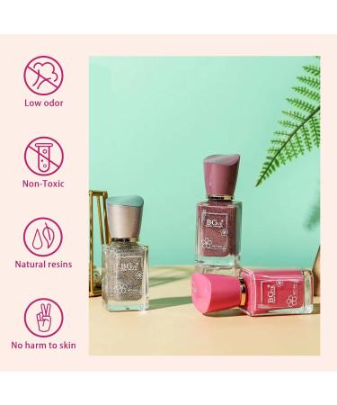 Nail Polish Set - Quick Dry Nail Polish - Pink Nail Polish with Glitter Flower - Long Lasting Chip Resistant Nail Polish for DIY Nail Art Manicure at Home - Buy Online on GoSupps.com