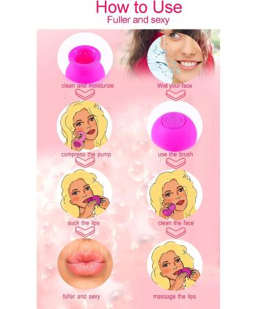 Lip Plumper Device Lips Enhancer Beauty Bigger Mouth Quickly Face Clean Massage Silicone Lip Pump With Brush(pink) - Buy Online on GoSupps.com