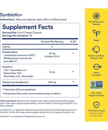 Ritual Synbiotic+ 30 Vegan Capsules - 3-in-1 Formula for Gut Health, Bloat & Immune Support - Clinically-Studied Postbiotic Prebiotic Probiotic - Buy Online on GoSupps.com