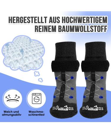 Slowton Anti-Slip Dog Socks - 2 Pairs of Soft Adjustable Paw Protection for Small & Medium Dogs - Velcro Fastener for Hardwood Floors - Black (4 Pieces) - Buy Online on GoSupps.com
