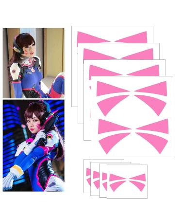 Cosplay Face Temporary Tattoos  12 Tattoos Overwatch DVa Face Tattoo Stickers 2 Sizes Pink
