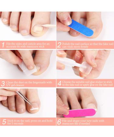72 Pieces Light Pink French False Toenails - Shiny Square Artificial Nail Tips Kit with Nail Files - Fully Covered Short Toe Nails - International Shipping Available - Buy Online on GoSupps.com