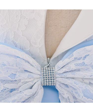 FYMNSI Baby Girl Baptism Christening Dress - Lace Floral Embroidery Princess Gown with Headband, Blue (6-9 Months) - Buy Online on GoSupps.com