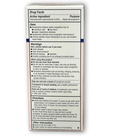 Nasal Spray Decongestant- Original 12 Hour Max Strength 1.0 Fluid Ounce (Pack of 2) Boxed by Fusion Shop Store - Buy Online on GoSupps.com