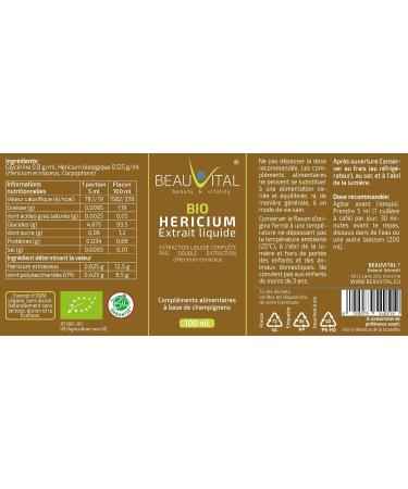 Bio Hericium erinaceus Liquid extract from double extraction in glycerol 100 ml - Buy Online on GoSupps.com