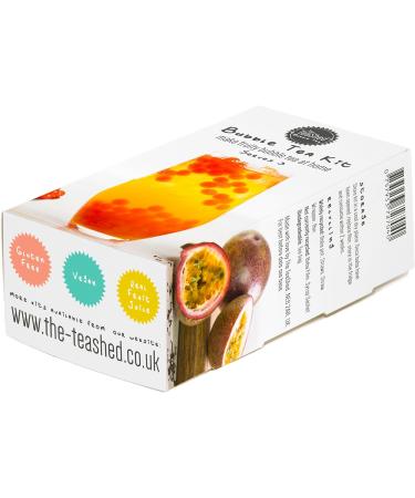 Fruit Bubble Tea Kit Gift Box | 3 Servings | Passion Fruit Syrup, Strawberry Popping Boba, Tea Bags & Paper Straws | THE TEASHED - Buy Online on GoSupps.com