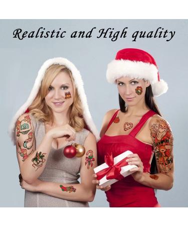 SOOVSY Christmas Temporary Tattoo Sticker Set - 40 Sheets for Kids Party, Santa Claus, Rudolph, Snowman, Tree, Hat, Stocking Designs - Fun Holiday Temp Tattoos for Girls & Boys - Buy Online on GoSupps.com