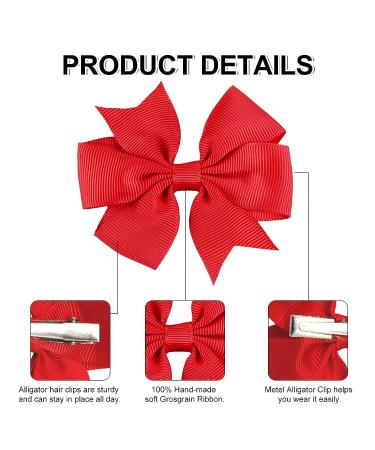 4PCS Red Ribbon Hair Bows Clips - 3.2inch Grosgrain Alligator Hair Clips for Women Girls Cheerleading - Buy Online on GoSupps.com