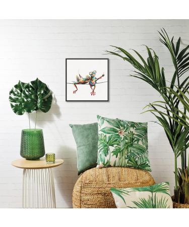 Yidepot Canvas Frog Wall Art Decor - Happy Frogs with Glasses - 30x30CM Framed - Buy Online on GoSupps.com