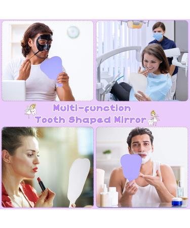 Jetec 2 Pieces Tooth Shaped Handheld Mirror - Cute Cosmetic Dental Mirrors for Women, Men, Girls and Kids (White Purple) - Buy Online on GoSupps.com