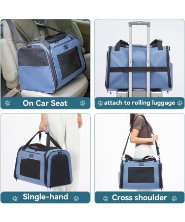 PetSfit TransportBox: Foldable Dog & Cat Carrying Bag - Portable Travel Bag with Shoulder Strap & Expandable Bed - L Size - Blue - Buy Online on GoSupps.com