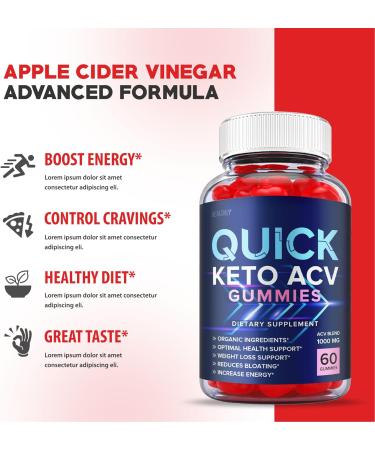 Quick Keto Gummies - Vegan Formula for Weight Loss with ACV, Vitamin B12, Beet Root Juice - 60 Gummies - Buy Online on GoSupps.com