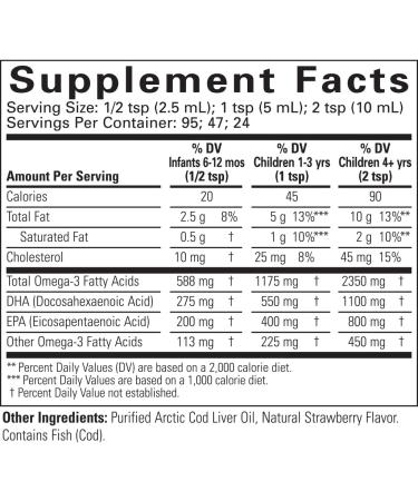 ChildLife Essentials Arctic Cod Liver Oil - Natural Strawberry Flavor - 8 fl. oz - Supports Healthy Brain Function - Gluten Free, Alcohol Free, Non-GMO - Buy Online on GoSupps.com
